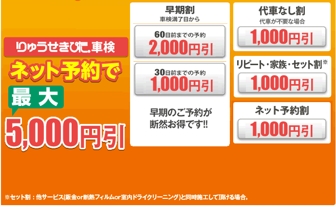 りゅうせきぴた車検の料金表│ネット予約で最大8,000円引！